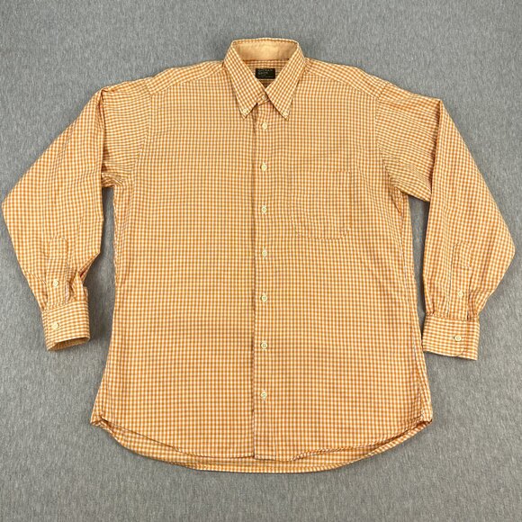 Gitman Bros. Shirt Mens M Long Sleeve Button Down Orange Gingham Plaid USA Made - Picture 1 of 9